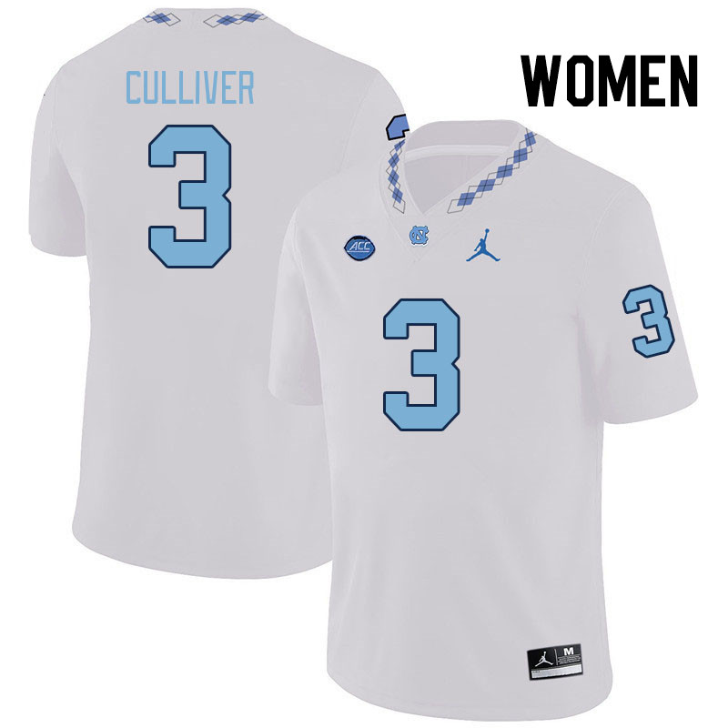 Women #3 Chris Culliver North Carolina Tar Heels College Football Jerseys Stitched Sale-White